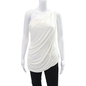 Cut25 Womens Sleeveless One Shoulder Blouse Top Solid White Size 0